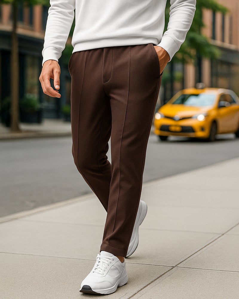 bewakoof Men's Brown Warm Track Pants - Image 1